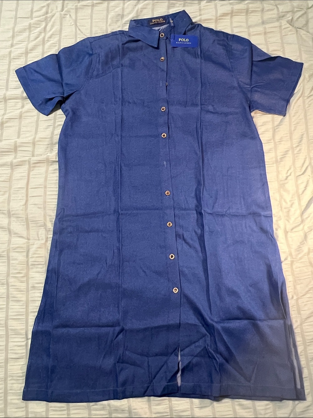 Ralph Lauren Polo Short Sleeve Button-Down Shirt Dress in Blue